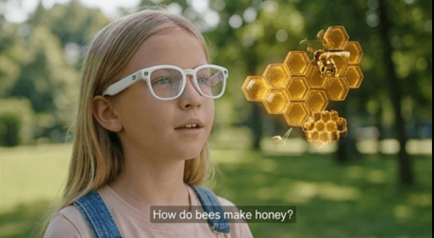 AR overlay showing how bees make honey
