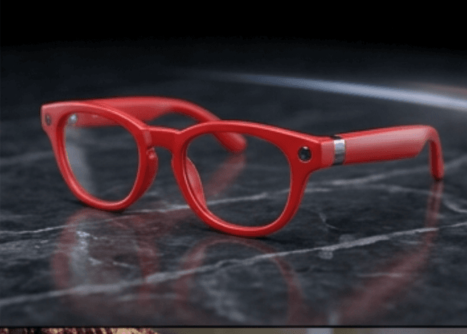 Shiro glasses in red, 3/4 angle view on marble surface